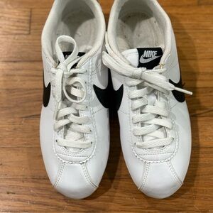 Nike Cortez White Shoes with Black Logo
